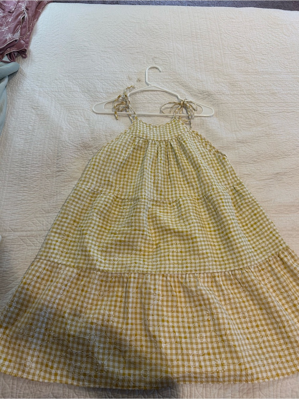 En Saison Yellow Gingham Tie-Shoulder Sundress